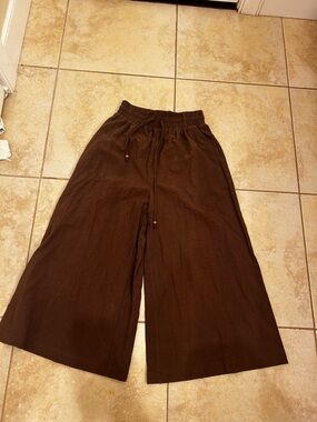 NWOT Wide Leg Drawstring Pants - Brown
